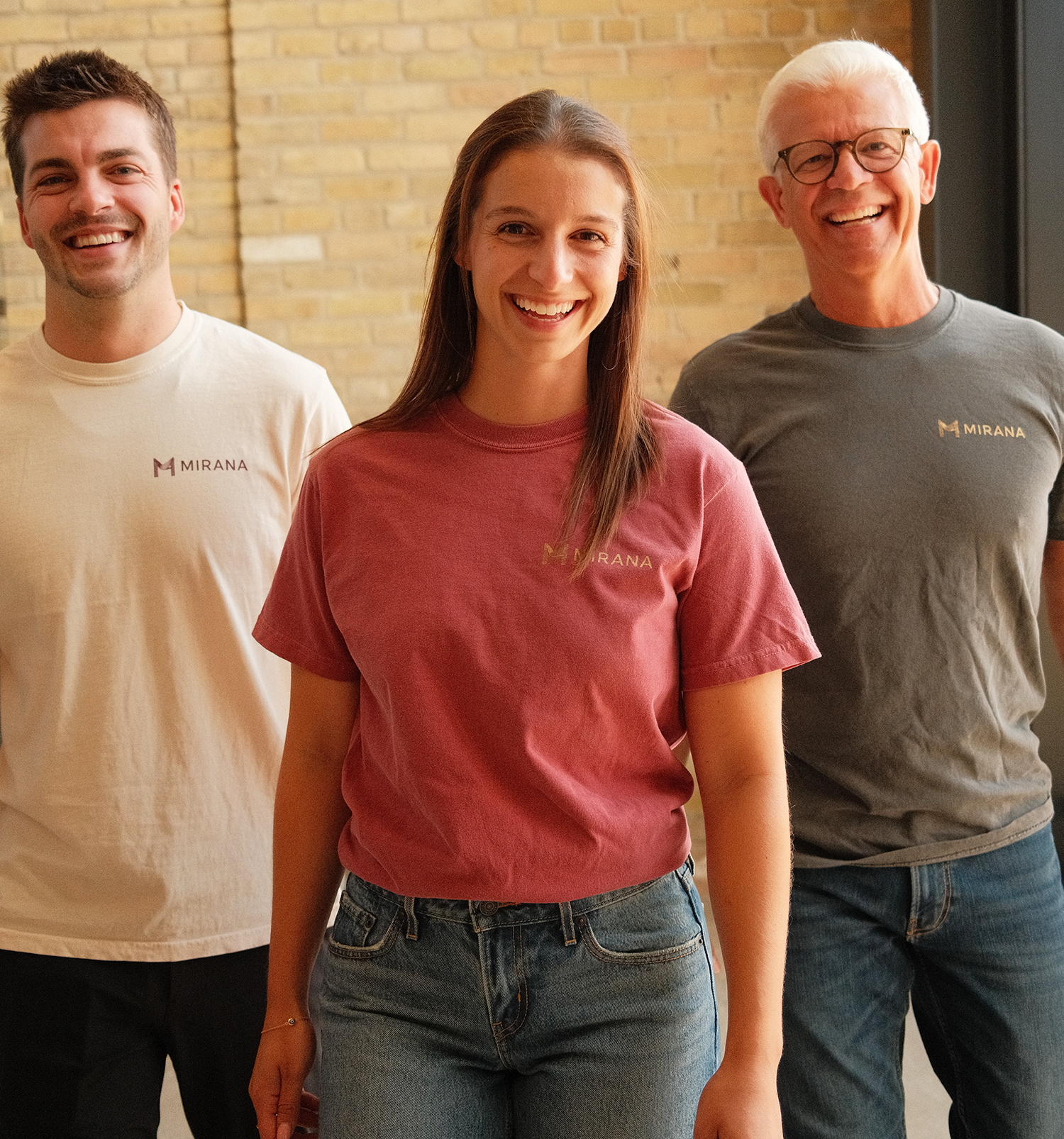 Team photo in branded shirts
